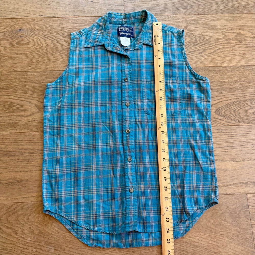 Wrangler Twenty X Womens Blue Plaid Sleeveless Button Down Western Shirt LJ6715M - Picture 4 of 5